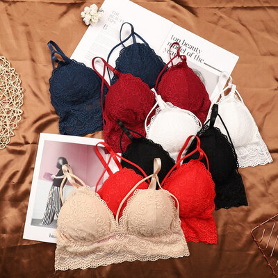 

Women Sexy Lace Deep V Push Up Bra Seamless Hollow Out Wire Free Ajustable Strap Padded Bralette Bras for Women BH New Underwear