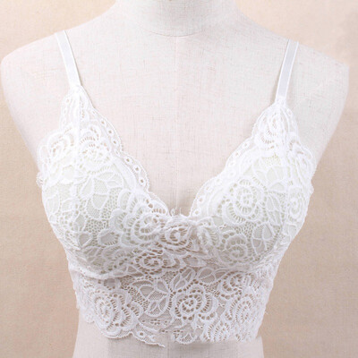 

Womens Padded Bras Lingerie Sleeveless Underwear Lace Flower Bra Vest Bustier Tank Tops Bralette Bra