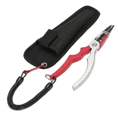 

Aluminum Fishing Pliers Split Ring Cutters Hooks Remover Fishing Holder Tackle with Oxford Sheath&Security Landyard