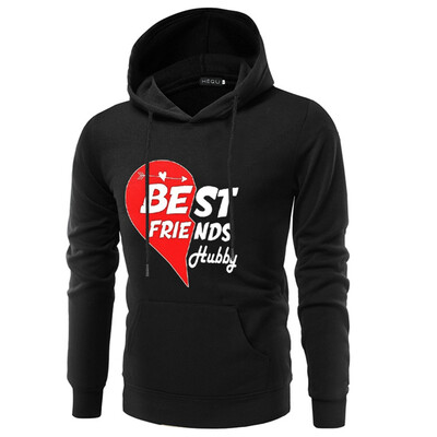 

New Fashion Couple Casual Hoodie Best Friends Wifey Letter Print Hooded Sweatshirt Pocket Tops Valentines Day Gift