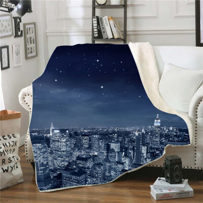 

Starry Sky Nightscape Double-Sided Super Soft Sherpa Fleece Throw Blanket For Home Sofa Bed Travelling Camping Blanket Boys