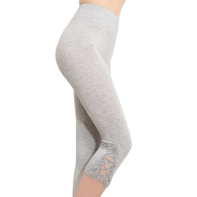 

New Arrival Ladies Leggings Hollow Out Diamond Women Summer Mid Calf Pants High Stretch Slim Solid Color Legging