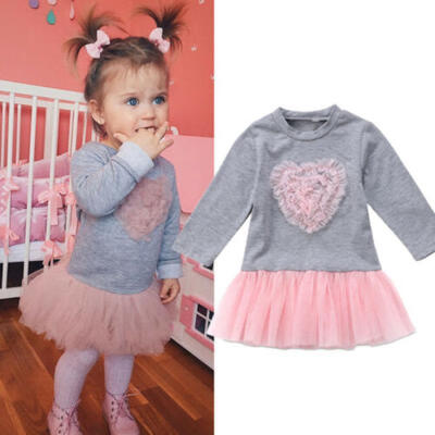 

Kids Baby Girl Long Sleeve Lace Tutu Tulle Dress Sweatshirt Skirt Outfit Clothes