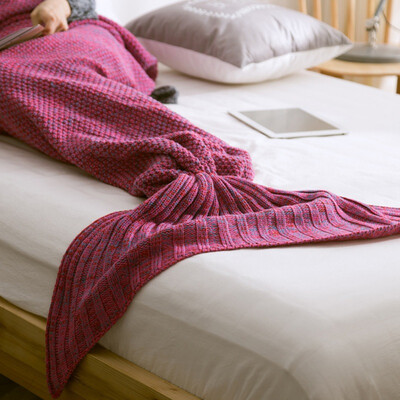 

Mermaid Tail Blanket Knitted Yarn Handmade Crochet Mermaid Blanket Children Throw Bed Wrap Super Soft Sleeping Bed 1pcs Lot