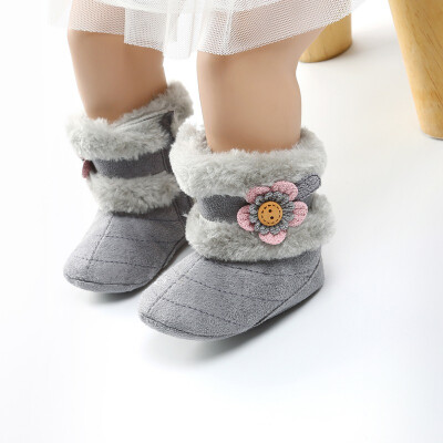 

New Fashion Winter Baby Boots Soft Plush Ball Booties for Infant girls Anti Slip Snow Boot keep Warm Cute Crib shoes