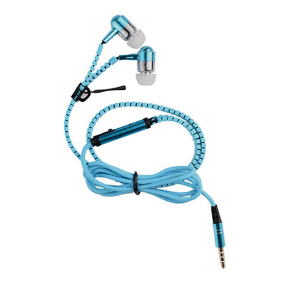 

zipper earphone 35mm in-ear earphones with microphone headset head phone for iPhone Android wired earphone for phone