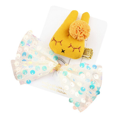 

Children Headdress Little Princess Cute Shine Ear Rabbit Pattern Hair Clips Shiny Headwear Gifts 0-5T Toddler Girl Bow Card