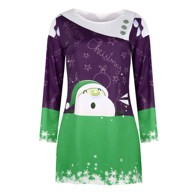 

Tailored Womens Fashion CUTE Santa Claus Snowflake Round Neck Pullover Blouses