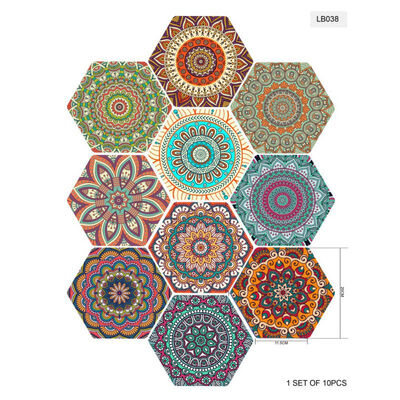 

10pcs Lot Waterproof Hexagon Stickers Diy Self Adhesive Tile Art Wall Decal Sticker Kitchen Bathroom Anti-slip Floor Stickers