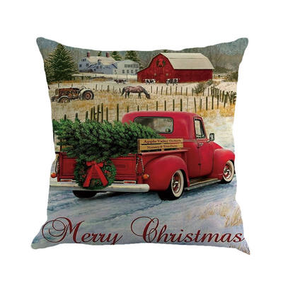

Christmas Linen Waist Throw Pillow Case Printed Home Pillow Case Gifts Pillowcase Linen Cotton Cover