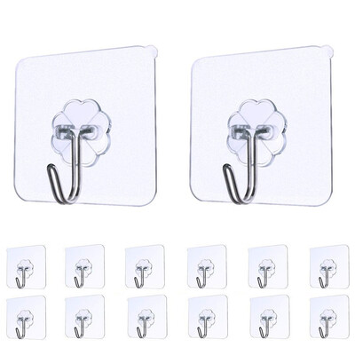 

JPGIF Strong Transparent Suction Cup Sucker Wall Hooks Hanger For Kitchen Bathroom 14pc