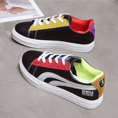 

Women Shoes Fashion Tenis Feminino Lace-Up Patchwork Sneakers Breathble Vulcanized Flat Shoes Female Casual Footwear