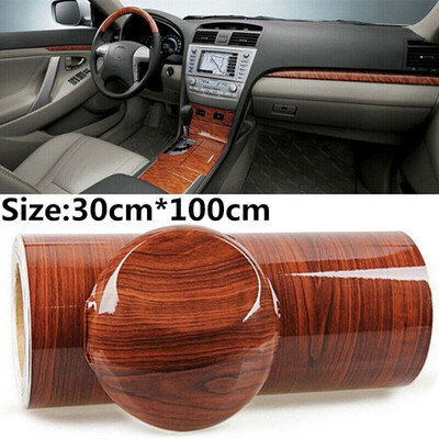 

1M Glossy Wood Grain Car Auto Interior Vinyl Sticker Decal Wrap Film Roll DIY