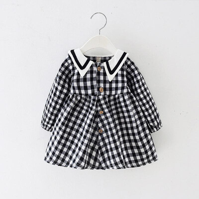 

Autumn Girl Dresses 18M-4Y Casual Plaid Print Long Sleeve Kids Toddler Baby Girls Pageant Dress Kids Princess Dresses 2Colors