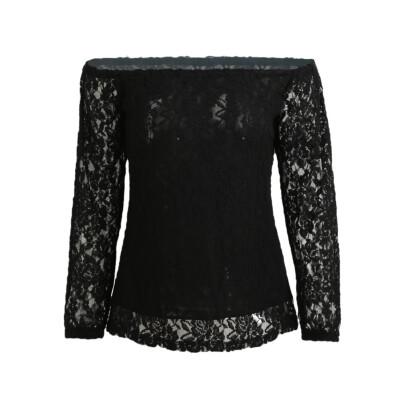 

Women Summer Lace Blouse Off Shoulder Slash Neck Crochet Tops Long Sleeve Shirts BeigeBlack