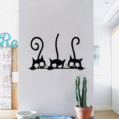 

Stickers Three Kittens Cats Vinyl Wall Sticker Mural Fridge Wall Decals Size 20cm by 30cm Color Black