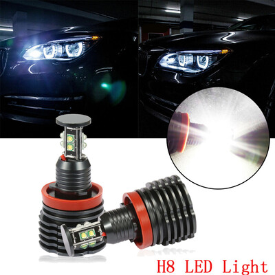 

LED Angel Eyes DRL Lights 12-24V H8 For BMW 1 3 Series 6000k-6500k 80W Lamps Kit
