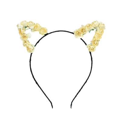 

Cute Girl Cat Ear Shape Flower Christmas Headband Hair Band Fluffy Hair Hoop for Party Wedding Daily Decor