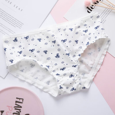 

2019 Summer Womens New Fashion Design Mid Rise Seamless Cotton Underwear Briefs Cartoon Print Cute Lingerie Ladies Underpants