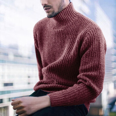 

New Mens Slim Fit Knitted Sweater Turtleneck Jumper Knitwear Pullover Plus Size