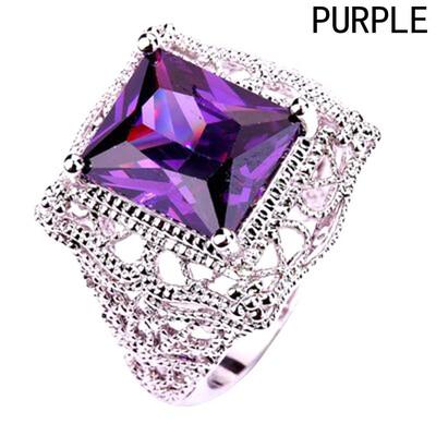 

1PC Retro Emerald Cut Pink Topaz Jewelry Gemstone Silver Ring Size 6 7 8 9 10 11