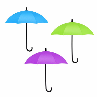 

Umbrella Shape Plastic Wall Adhesive Nail-pegging 3pcs Decorative Hook Decoration Wall-hook