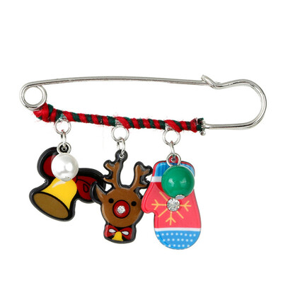 

Christmas Brooch Pin Santa Snowman Jewelery Clothing Corsage Elk Sled Dog Cartoon Fun Winding Brooches