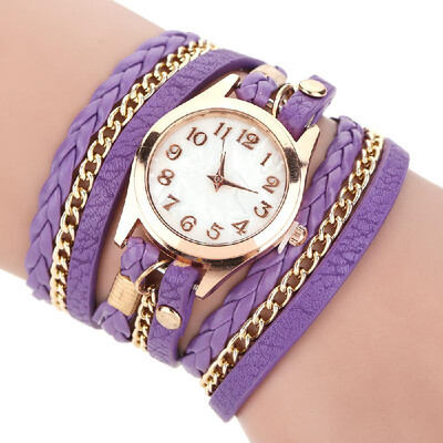 

Luxury Vintage Leather Mujer Bracelet Watch Men Women Wristwatch Fashion Casual Analog Ladies Watches Relogio Weave Wrap Quartz Cl