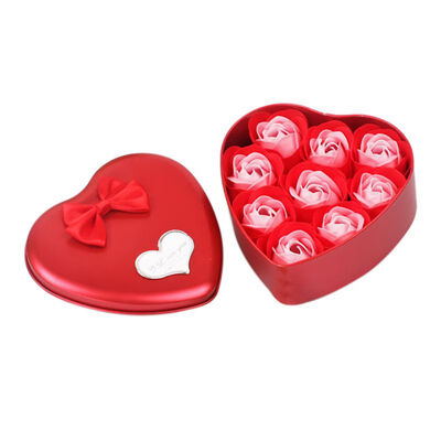 

9pcs Scented Soap Rose Flowers Perfumed Iron Box Valentiners Wedding Party Decoration Gifts Bath Body Soaps Dried Flowers MN