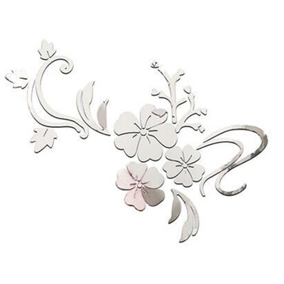 

1Set DIY Mirror Wall Sticker Acrylic Round 3D Flower Mirror Removable Decal Acrylic Crystal Surface Art Wall Decoration