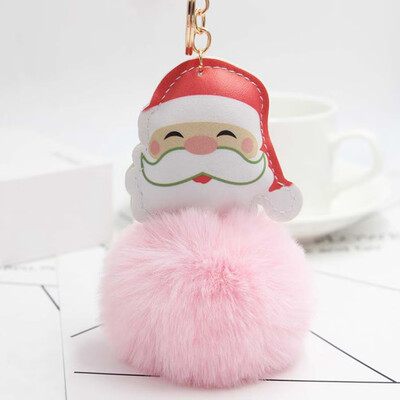 

Pompom Faux Plush Christmas Keychain Santa Claus Trinket Plush Key Chain Car Bag Key Ring Xmas Gift