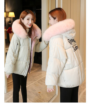 

Bread clothing female fur collar coat jacket winter short hooded cotton suit 90259