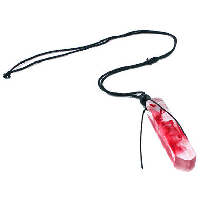 

Handmade Ink Painting Resin Wood Pendant Necklace Women Men Long Rope Sweater Chain Necklace
