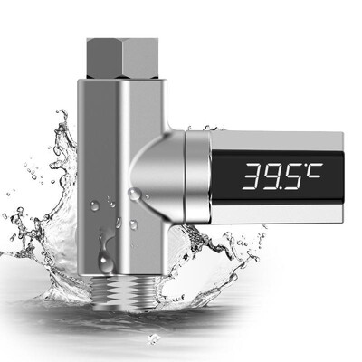 

Shower Water Thermometer LED Display Temperture Monitor Home Flow Water Meter Bathroom Showering Monitor Kitchen for Baby Care 5℃
