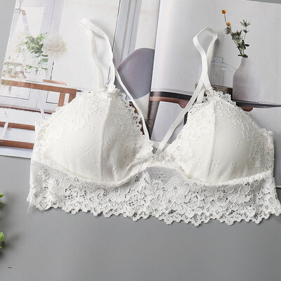 

Lace Bralette Seamless Deep V Bra Wireless Thin Underwear Sexy Lingerie Soft Bras For Women Mesh Triangle Push Up Padded Bra