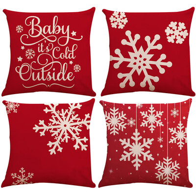 

Tailored 4PC Cotton Linen Christmas Zipper Closure Pillow Case Throw Cushion Cover Home