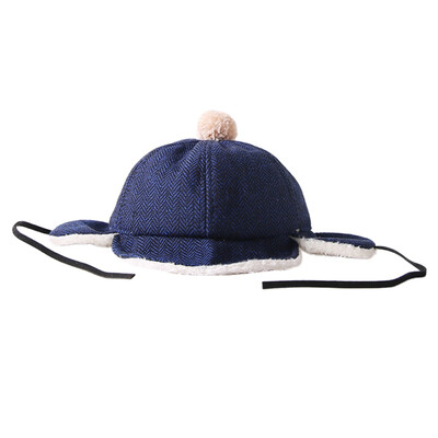 

Baby Hats Infant Boys Winter Earmuffs Peaked Cap Warm Plaid Plush Soft Beanie Hat forborn