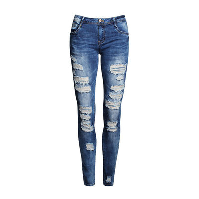 

Fashion Pants Jeans Women Lady Hole Stretch Cotton Ripped Jeans Skinny Jeans
