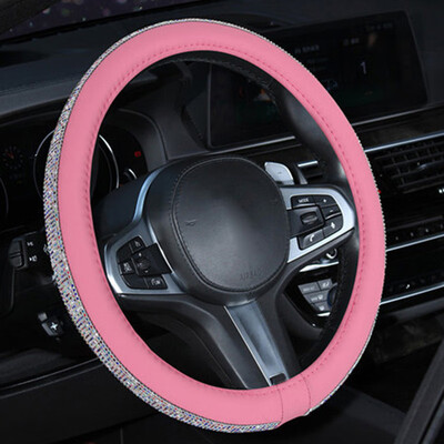 

Full Rhinestone Imitation Leather Car Steering Wheel Cover 38cm For Girls Ladies
