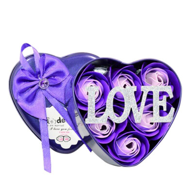 

Heart-Shaped Rose Soap Flower Romantic Valentines Day Petal Rose Flower Soap Wedding Decoration with Gift Box