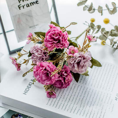 

Artificial Silk Flowers European Fall Vivid Carnation DIY Fake Leaf Peony Mothers Day Teachers Gift Wedding Home Decoration