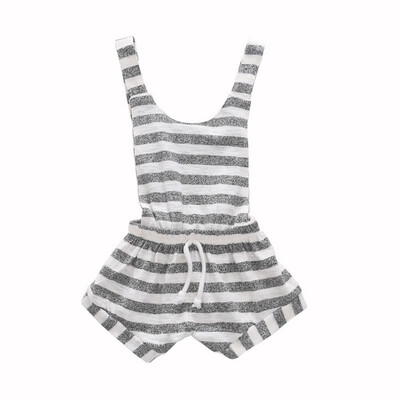

Infant Baby Sleeveless Rompers Kids Girls Striped Print Jumpsuit Backless Overalls Newborn Clothes