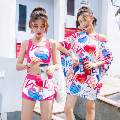 

You swimwear womens sports split three-piece conservative cover belly students were thin Korean hot springs small fragrance 19341B love L 98-108 kg