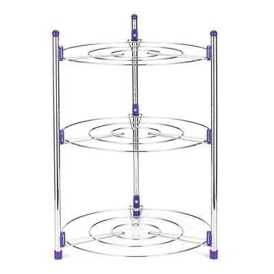 

Kitchen Pot Rack Crock Pot Shelf Chrome-Plated 3 Tier Round Shelf Storage Tower Crock Pot Heat Insulation Pot Holder