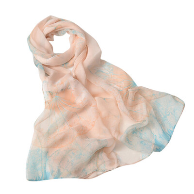 

Gobestart Fashion Women Lotus Printing Long Soft Wrap Scarf Ladies Shawl Scarves
