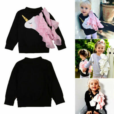 

US Stock Unicorn Toddler Baby Girls Tops Sweatshirt Romper Skirt Outfits Clothes