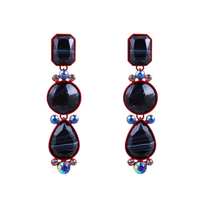 

New Mode Style Hot Sale Precious Stone Earrings For Women Trendy Vintage Geometric Statement Drop Earrings Wholesale Gift
