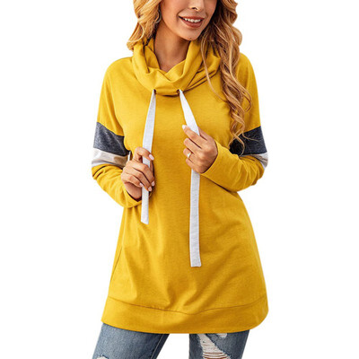 

Autumn Hooded Sweatshirt Women Patchwork Long Sleeve Hoodies Loose Casual Pullovers
