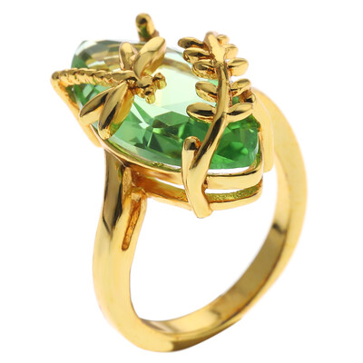 

Exquisite Gold Dragonfly Ring Natural Transparent Peridot Gemstone Rings Luxury Engagement Wedding Ring
