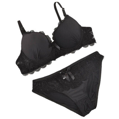 

ROPALIA New Solid Lace Bra Brief Sets Sexy Underwear Women Push Up Female Bra